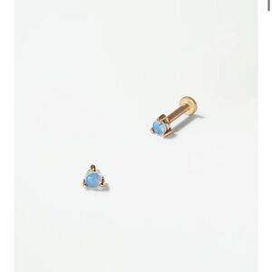 WWAKE opal threadless earring and labret post 14K yellow gold
